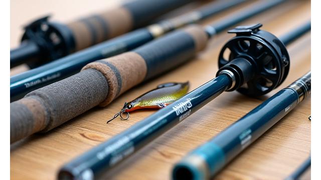 Premium fishing rods and reels laid out on a clean surface, ready for angling